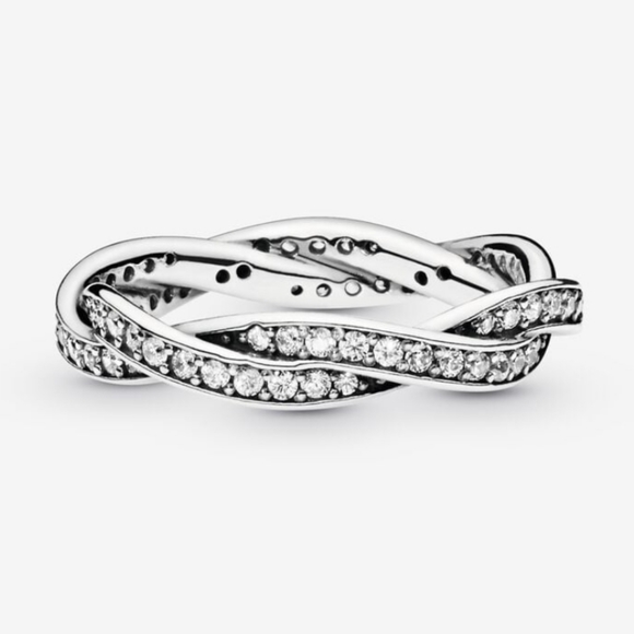 Pandora Sparkling Twist Lines Ring twist Sz 8 1/2 - Picture 1 of 5